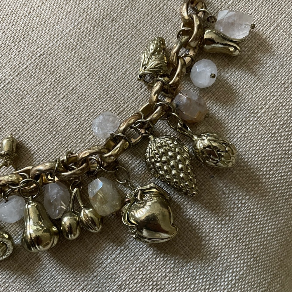 Gold Charm Bracelet with Clear Accents